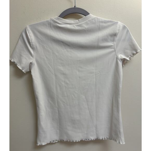 Old Navy Girls XL 14-16 White Rash Guard Tee Rainbow Heart Graphic Stretch - Picture 2 of 6